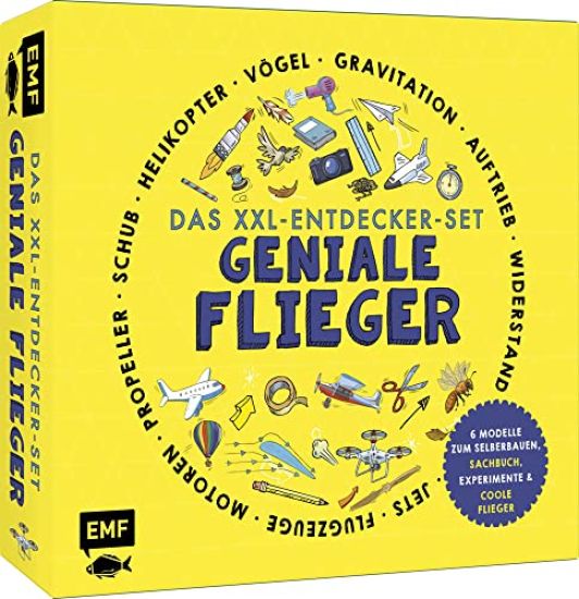 Das XXL-Entdecker-Set - Geniale Flieger: 6 Modelle zum Selberbauen, Sachbuch, Experimente und faszinierende Flugmaschinen – Nancy Dickmann, kirjan kansikuva