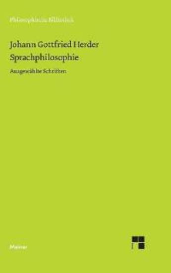 Sprachphilosophie – Johann Gottfried Herder, kirjan kansikuva
