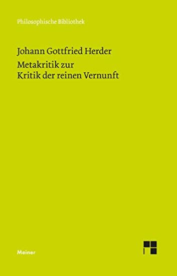 Metakritik zur Kritik der reinen Vernunft – Johann Gottfried Herder, kirjan kansikuva