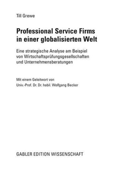 Professional Service Firms in einer globalisierten Welt