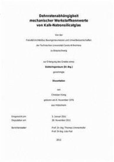Dehnratenabhangigkeit Mechanischer Werkstoffkennwerte Von Kalk-Natronsilicatglas
