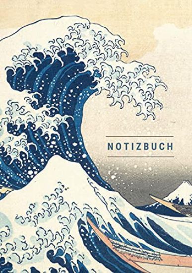 Notizbuch klein A5 liniert - Notizheft 44 Seiten 90g/m² - Softcover Hokusai "Die große Welle vor Kanagawa" - FSC Papier