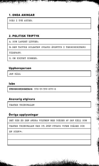 Onda aningar/Politisk triptyk – Jan Käll, kirjan kansikuva