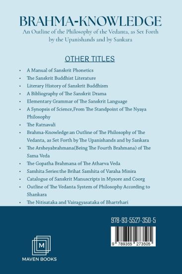 Brahma-Knowledge An Outline of the Philosophy of the Vedanta, as Set Forth by the Upanishands and by Sankara