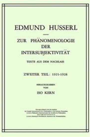 Zur Phänomenologie der Intersubjektivität