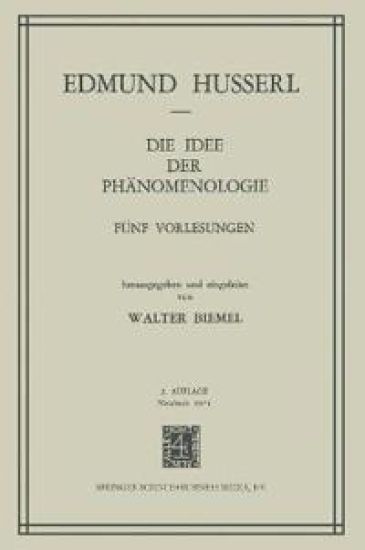 Die Idee Der Phanomenologie