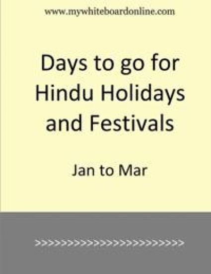 Days to go for Hindu Holidays and Festivals