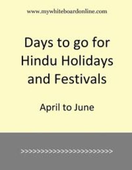 Days to go for Hindu Holidays and Festivals